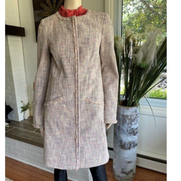 Long tall Sally Tweed Fringed Lavender Jacket Sz 6-8 - Picture 2 of 15